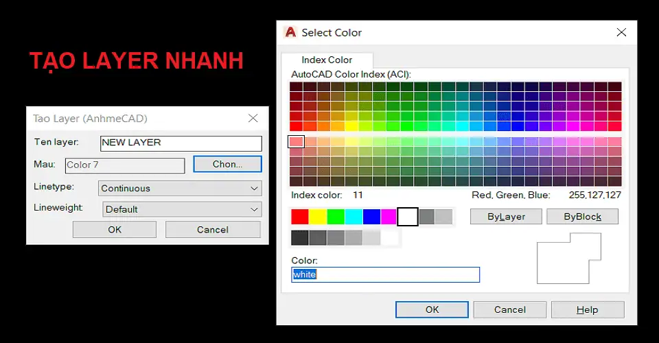 Lisp tạo layer nhanh trong cad
