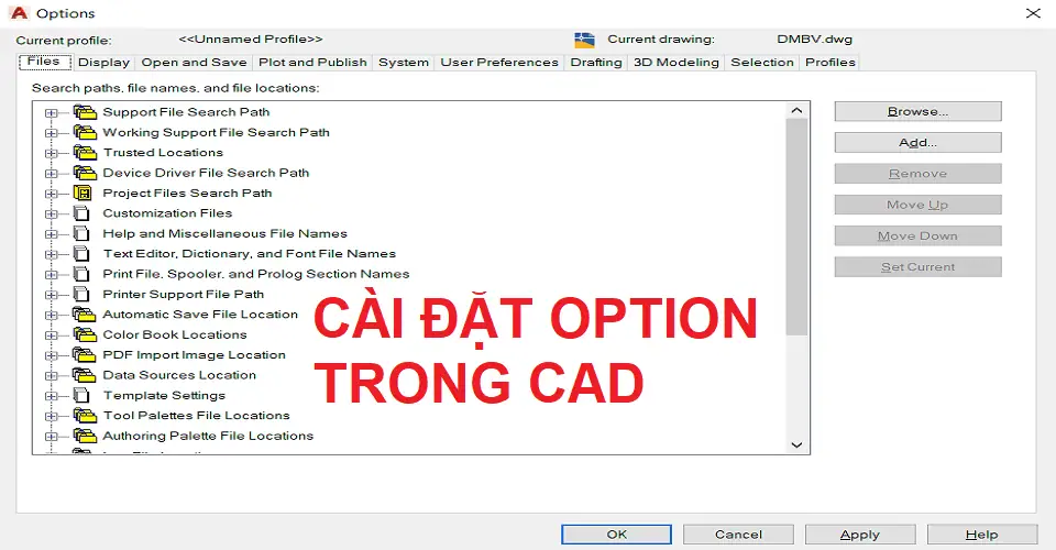 Các thiết lập option tối ưu trong CAD