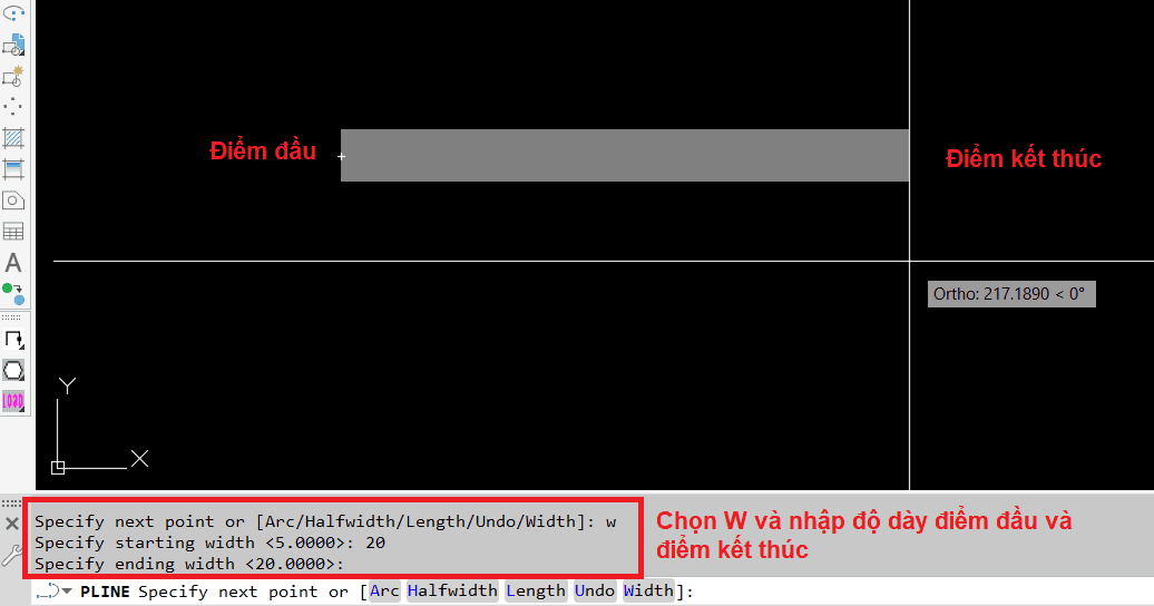 Tăng độ dày Polyline