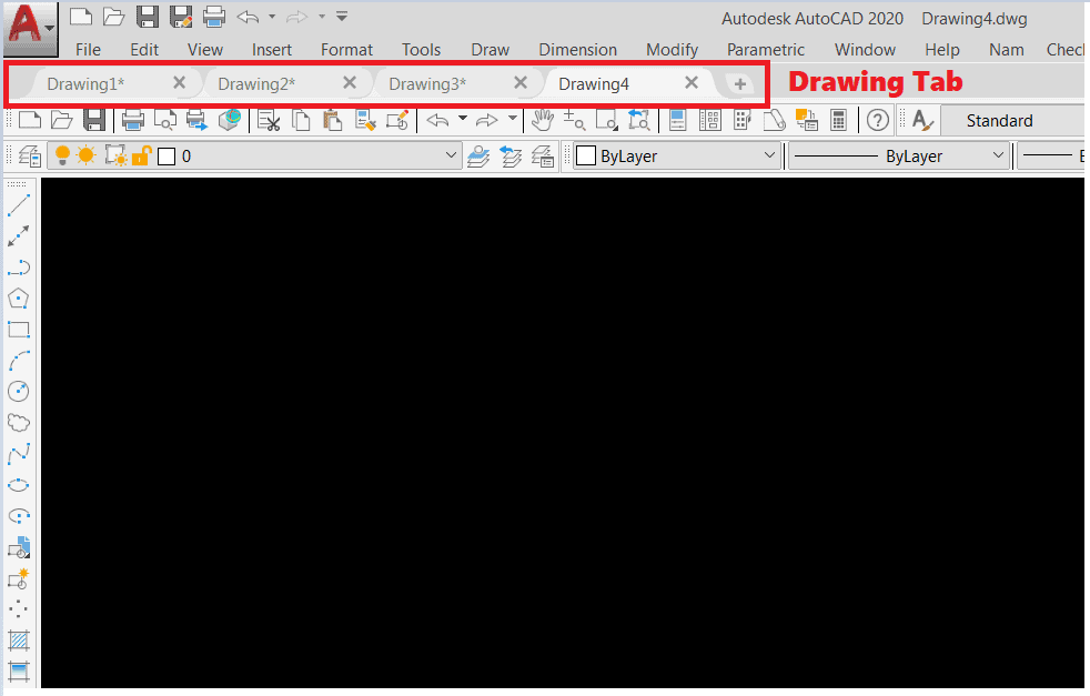 Thanh Drawing Tab trong Cad