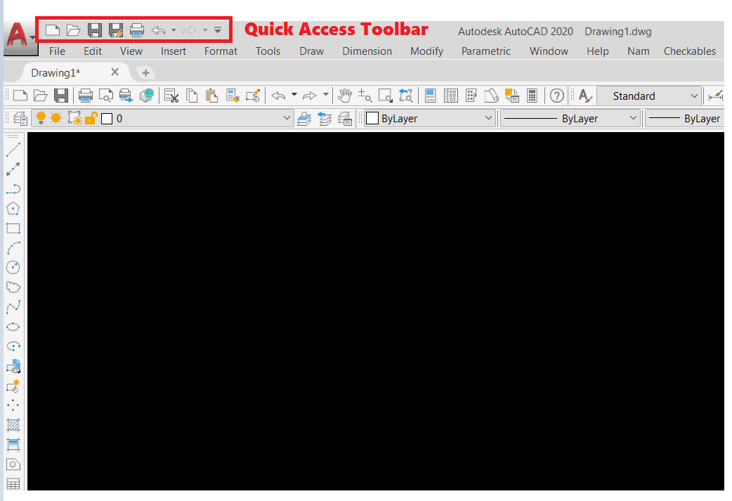Thanh Quick Access Toolbar trong Cad
