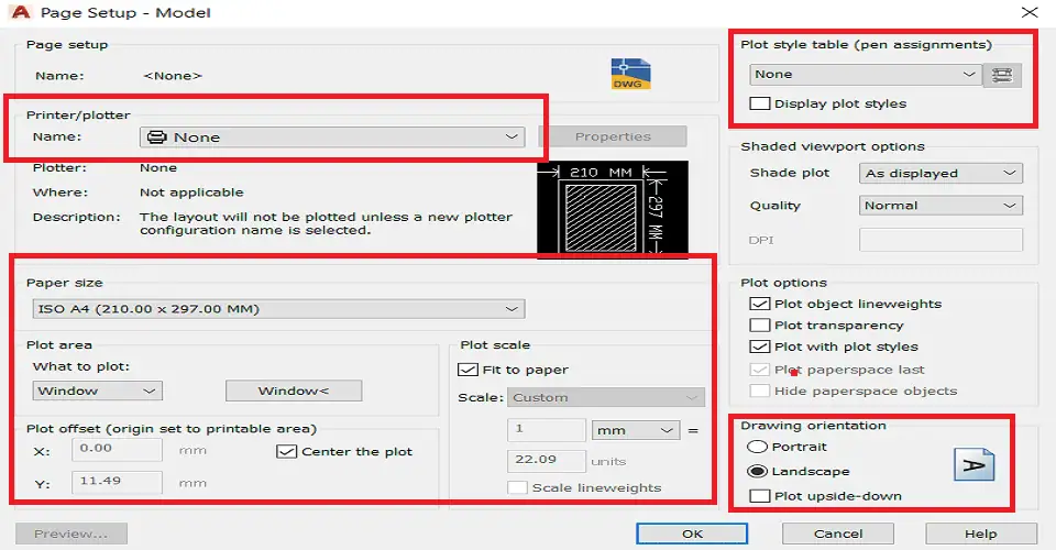 Thiết lập Page Setup trong AutoCAD