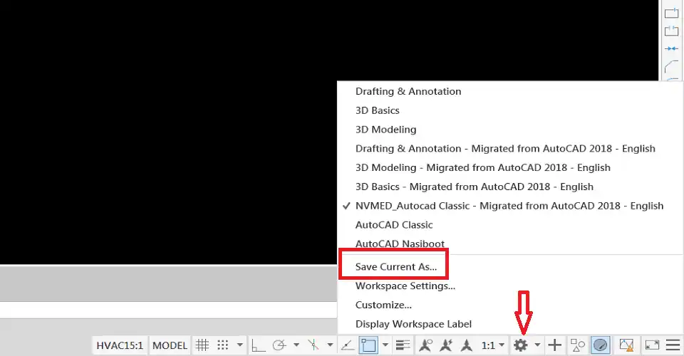 Workspace Switching trong Cad