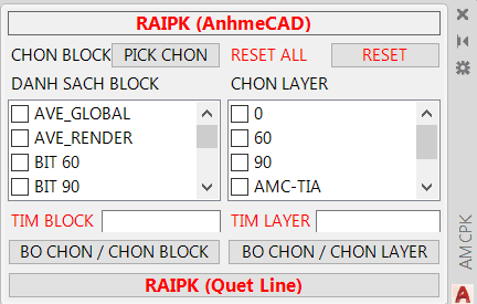 Giao diện lisp rải phụ kiện