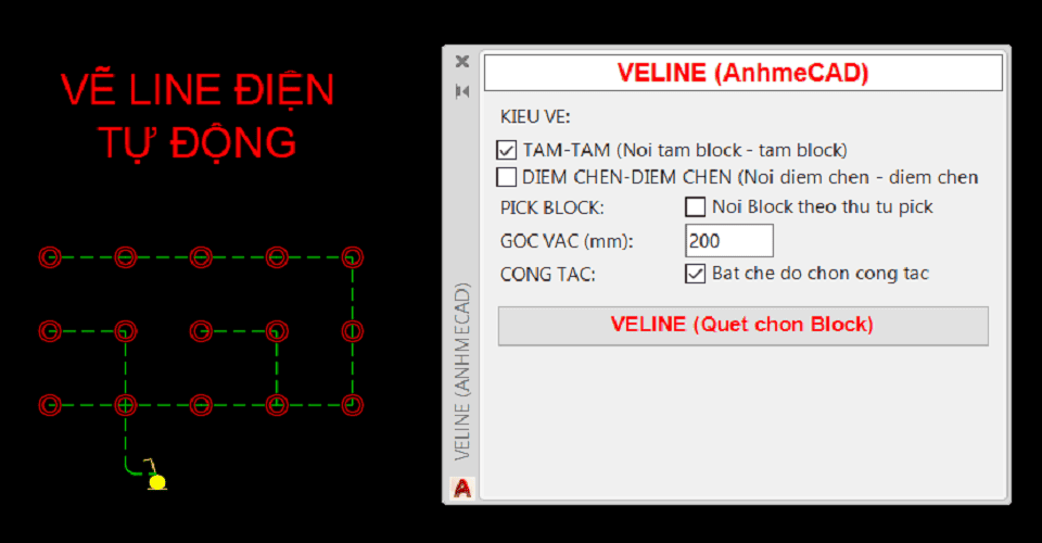 Lisp vẽ Line điện tự động