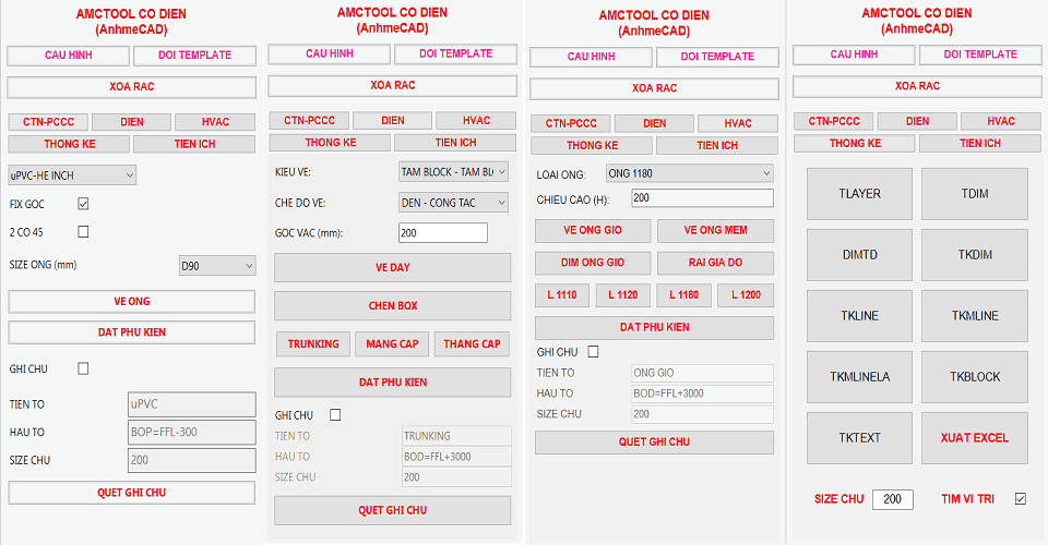 AMCTOOL - Tool AutoCAD MEP và bóc khối lượng